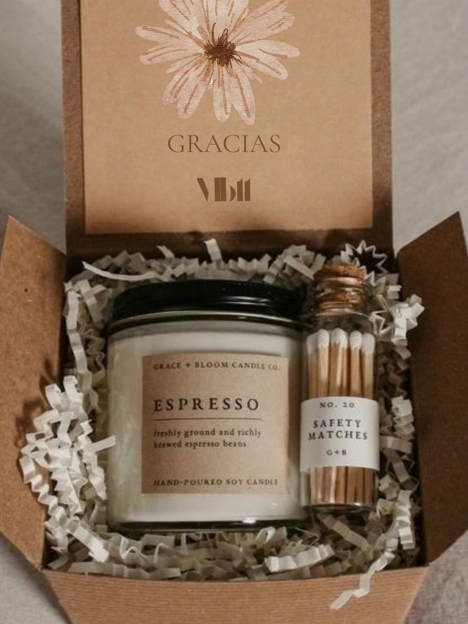 Kit de regalo Gracias — Vela · Cerillas
